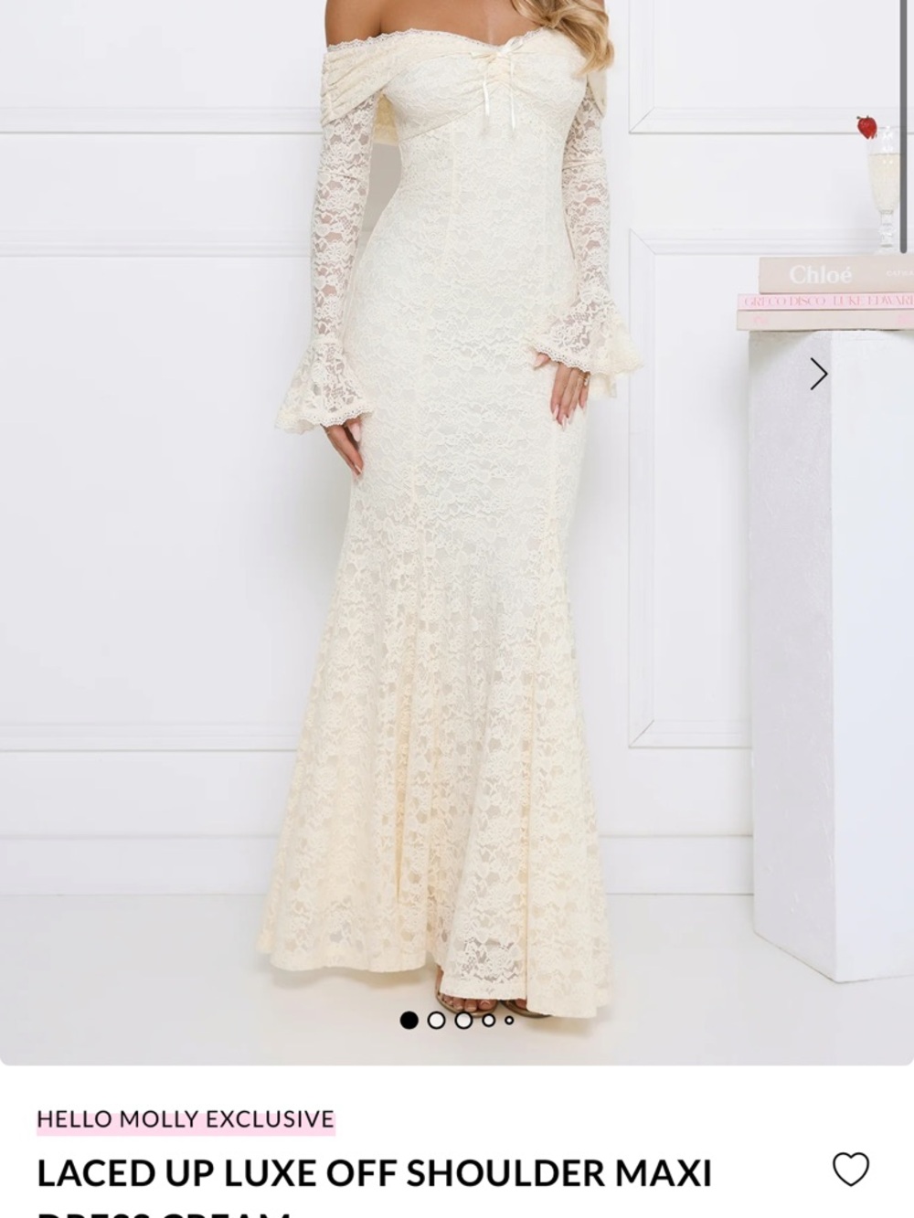 Hello Molly LACED UP LUXE OFF SHOULDER MAXI DRESS CREAM